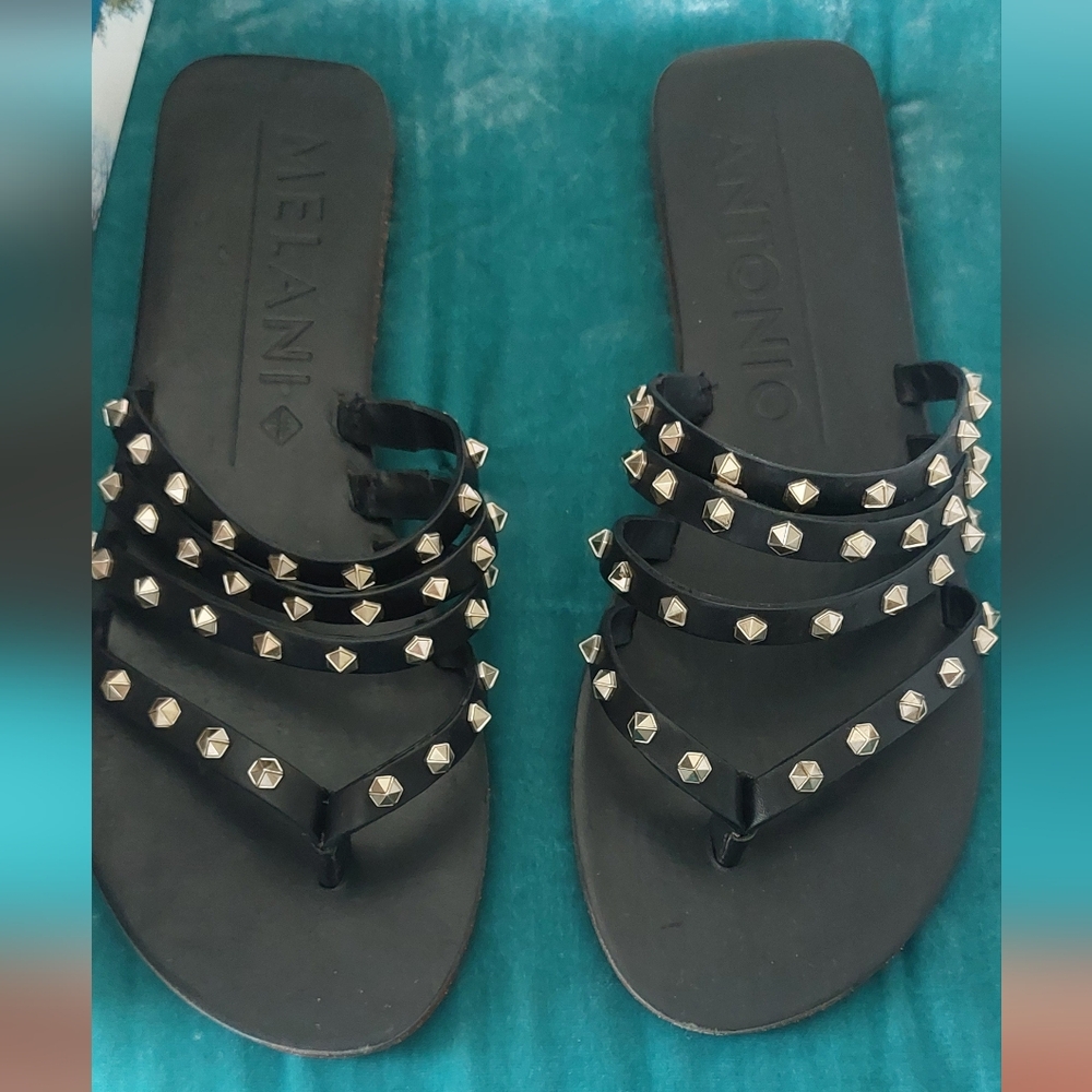 Antonio Melani Leather Studded Sandals